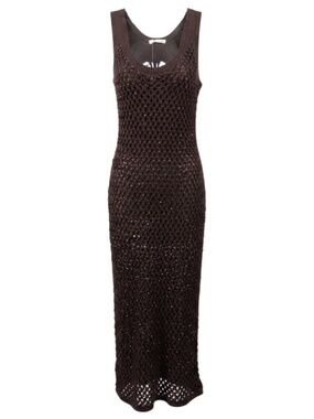DIOTIMA BROWN NIGHTSHADE EMIN EMBELLISHED MIDI DRESS